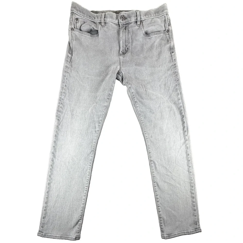 Banana Republic Jeans Mens 34x34 Light Wash Gray Slim Straight Traveler Denim
